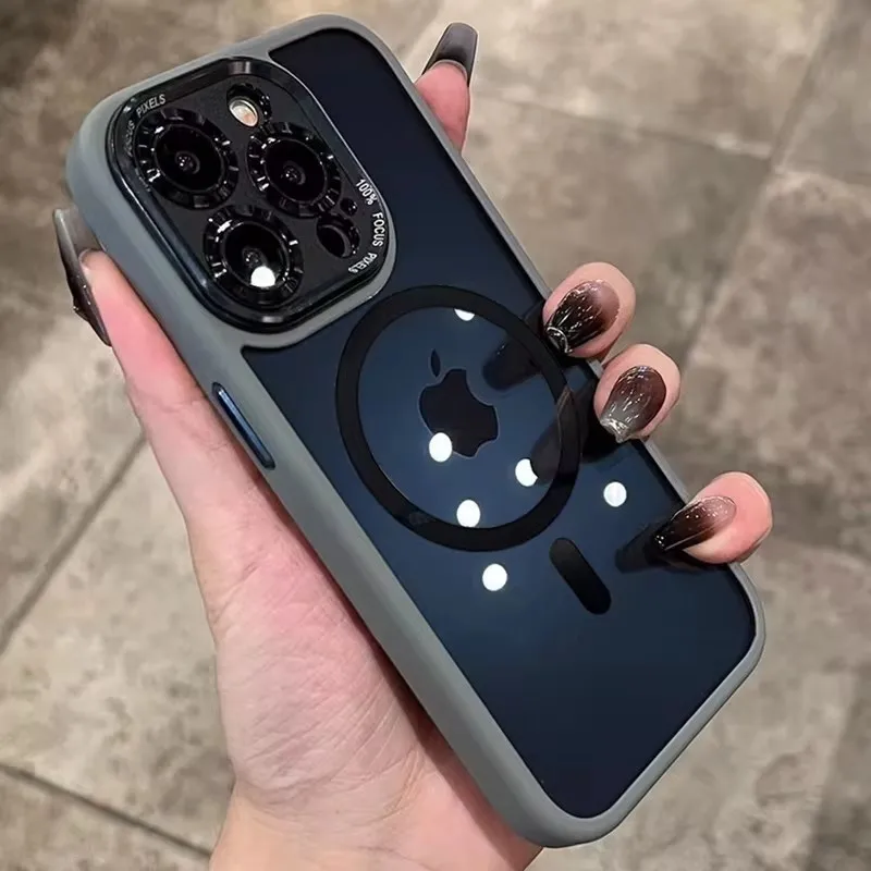 Funda magnética transparente de acrílico de lujo para iPhone, funda de carga inalámbrica Magsafe para iPhone 15, 14, 13, 12, 11, 16 Pro Max, cubierta dura híbrida a prueba de golpes
