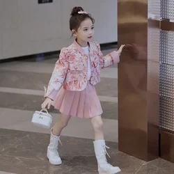 Girls Clothes Sets Fashion Kids Girls Princess 2pcs Clothes Set Spring Autumn Children Coat Outwear+Skirt Vintage Outfits Suit