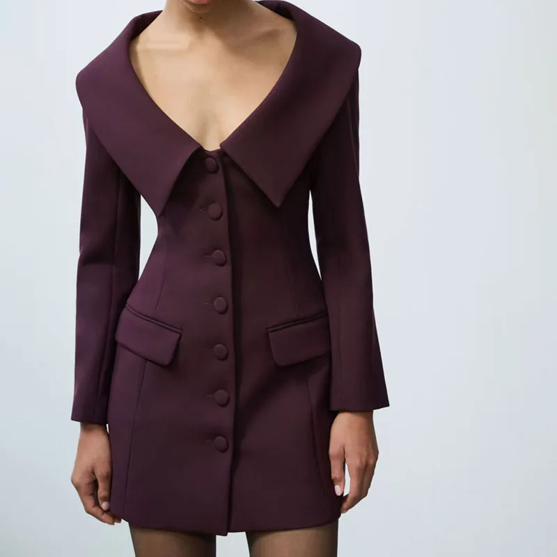 

Женский костюм-платье, с лацканами, однобортный, с короткой юбкой, подчеркивающей талию, высококачественное банкетное платье, с корсетом, 2026, весна, новинка y2k