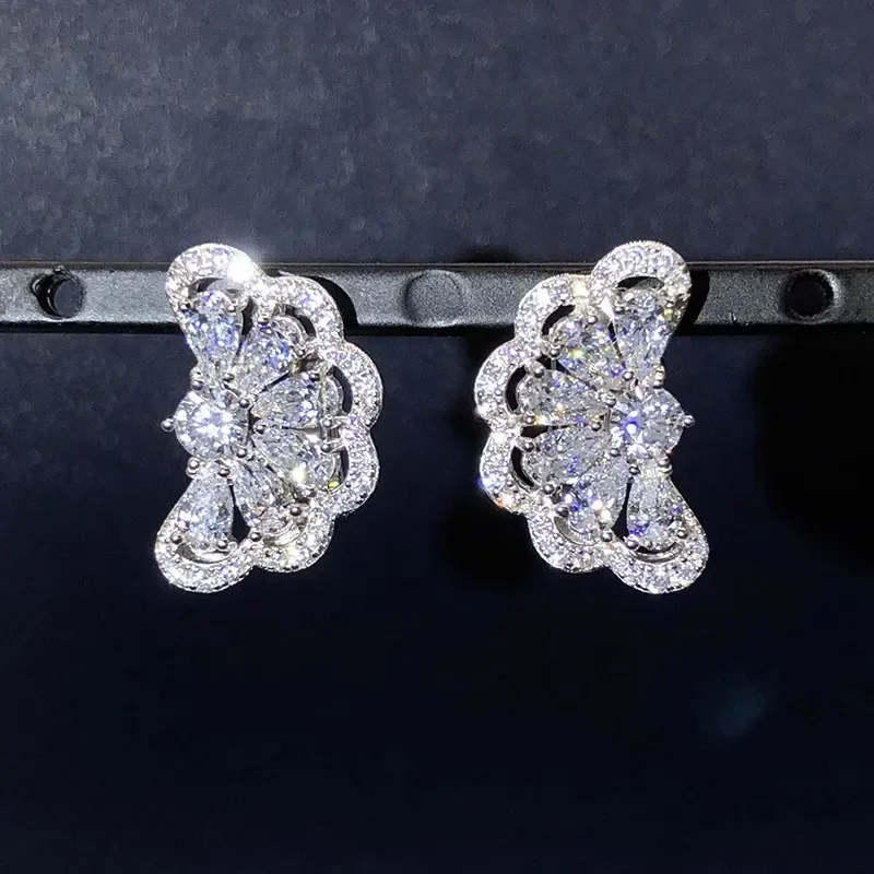 CAOSHI Delicate Flower Stud Earrings for Women Bright Zirconia Jewelry for Engagement Fashion Lady Wedding Ceremony Accessories