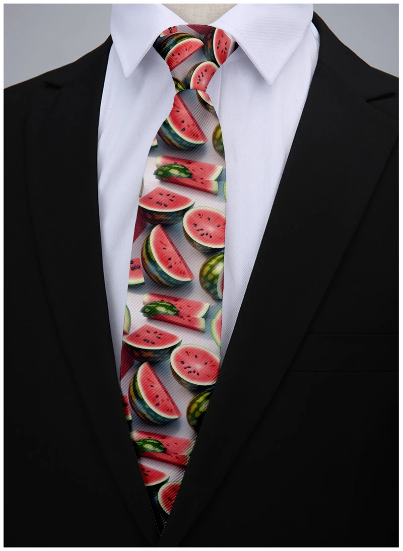 Fashion printed tie casual novel interesting strawberry peach fruit tie wedding party Halloween shirt and gift tie are neutral