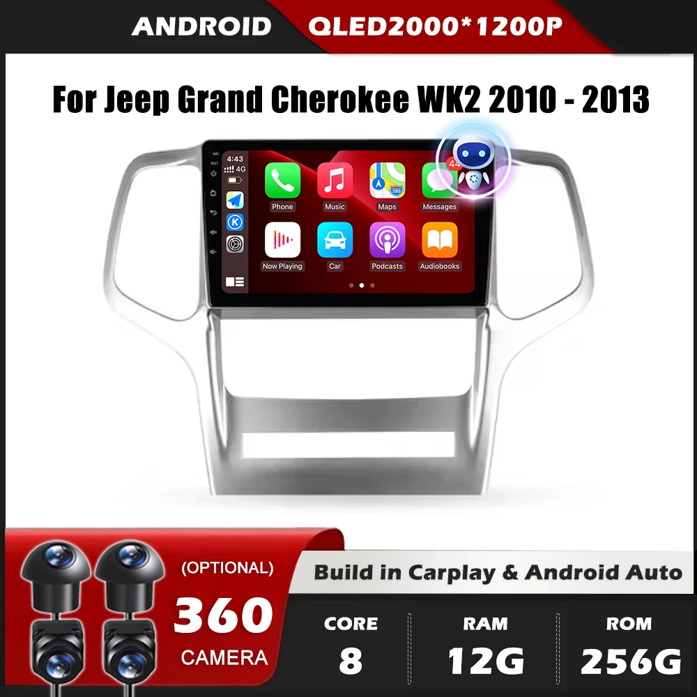 

For Jeep Grand Cherokee WK2 2010 - 2013 Car Radio Multimedia Video Player Navigation GPS Android Auto Carplay 4G Wifi BT