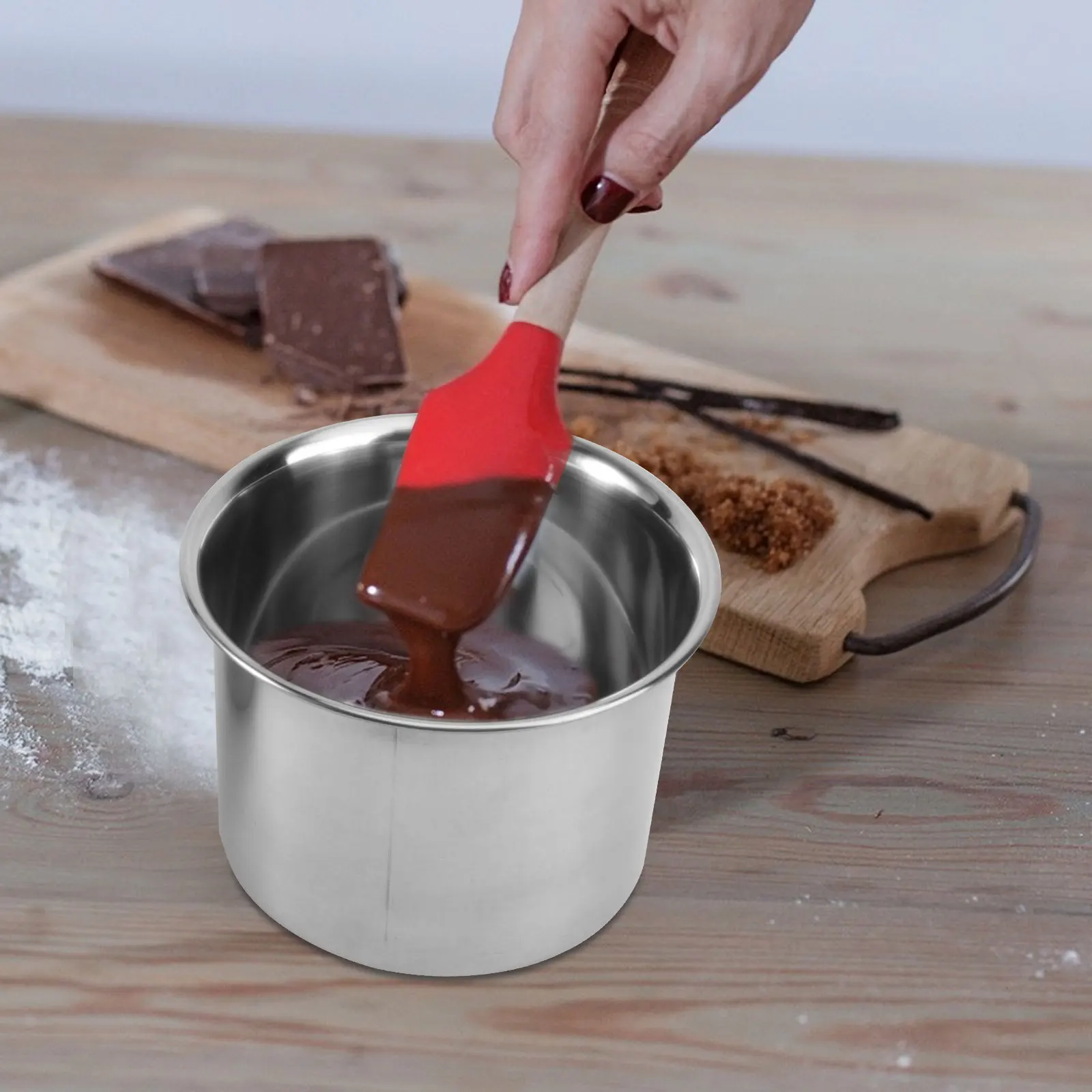 

2pcs Stainless Steel Melting Pot Butter Warmer Rust Resistant Kitchen Supplies Melt Pan For Diy Chocolate Baking Heating