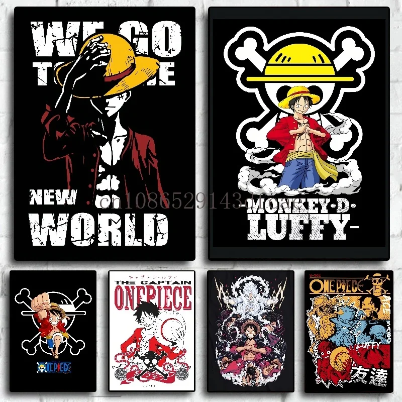 

Bandai One Piece Classic Japanese Anime Characters Monkey D Luffy HD Canvas Painting Room Decoration Poster Abstract Painting