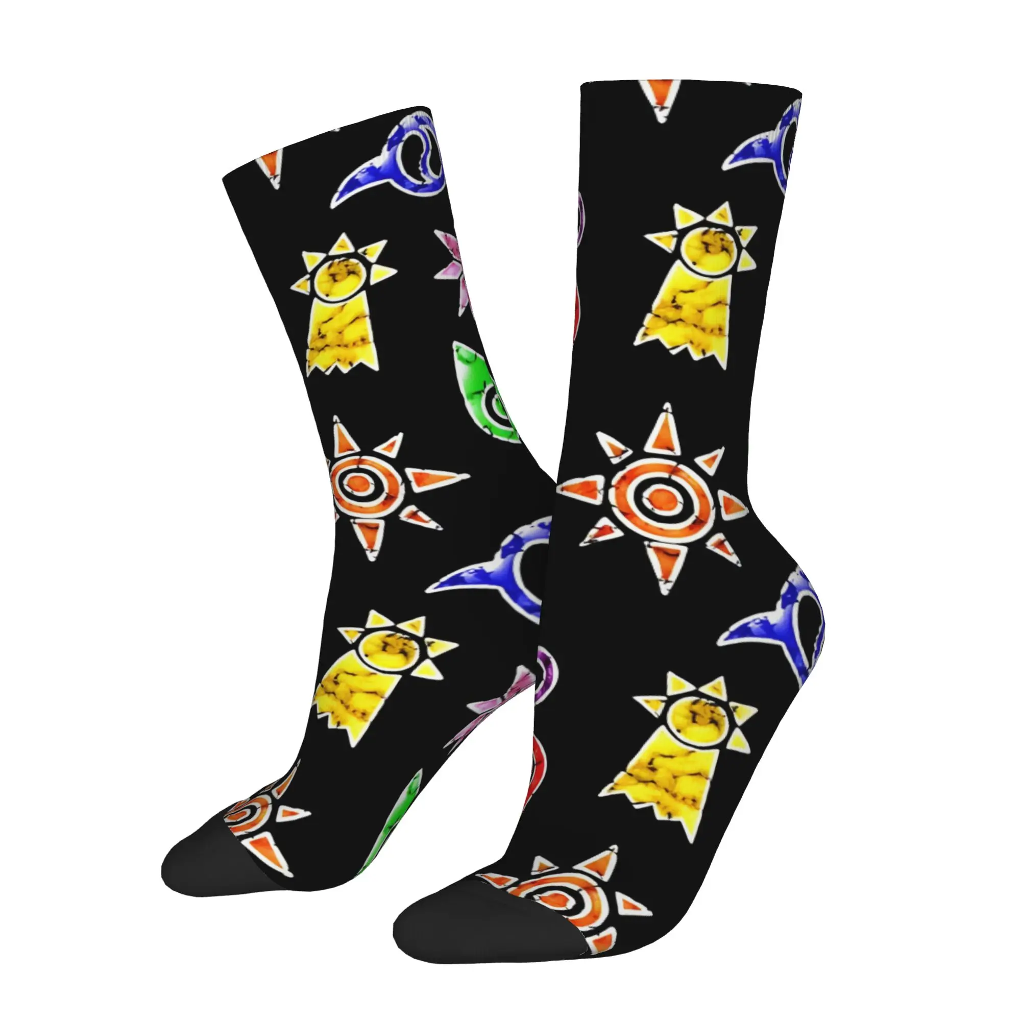 

Funny Sock BANDAI Digimon Crest Pattern Vintage Seamless Pattern Printed Men Socks Novelty Men's Socks