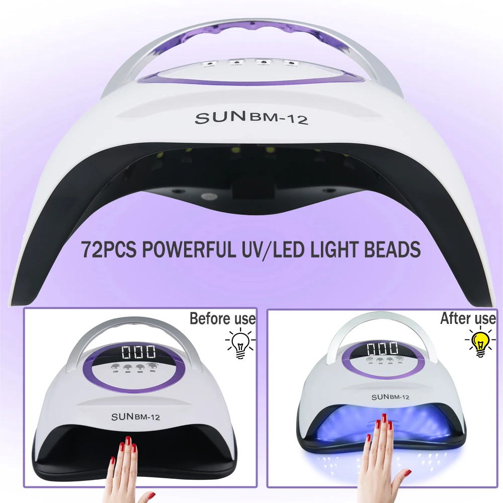 SUN BM-12 Nageldroger Gel Nagellak Uithardend LED UV-licht met 4 timers Automatische sensor LCD-scherm Professionele nagelkunstgereedschappen