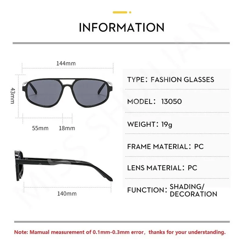 Classic Square Shades Sunglasses for Men Women Brand Designer Double Bridge Fashion Retro Vintage Eyeglasses Female Male Eyewear