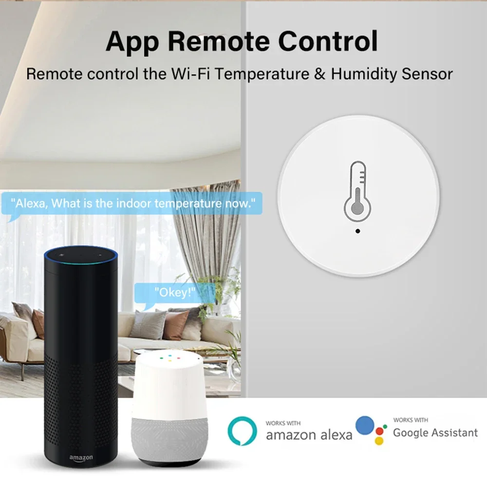 Tuya ZigBee Mini Temperatuur-vochtigheidssensor Smart Home Remote Monitor Werkt met Gateway Alexa Google Home Voice App Control