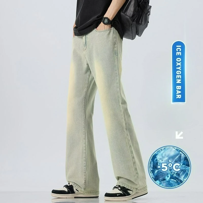 Korean Version 2025 Summer New Men's Loose Stretch Jeans Fashion Casual Stretch Straight-leg Denim Pants Male Causal Versatile