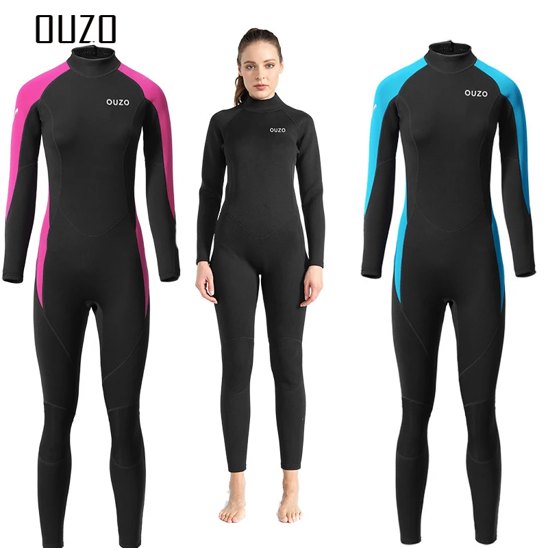 OUZO 1.5mm Long-Sleeved One-Piece Wetsuit Warm Sunscreen Surfing Winter Swimsuit Deep-Sea Diving Fishing And Hunting Wetsuit