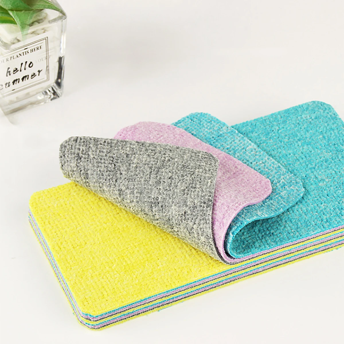 Rainbow Color Fiber Tearable Rag Useful Things For Kitchen Utensils Cloth Goods Dishcloth Scouring Pad Towels Household Cleaning