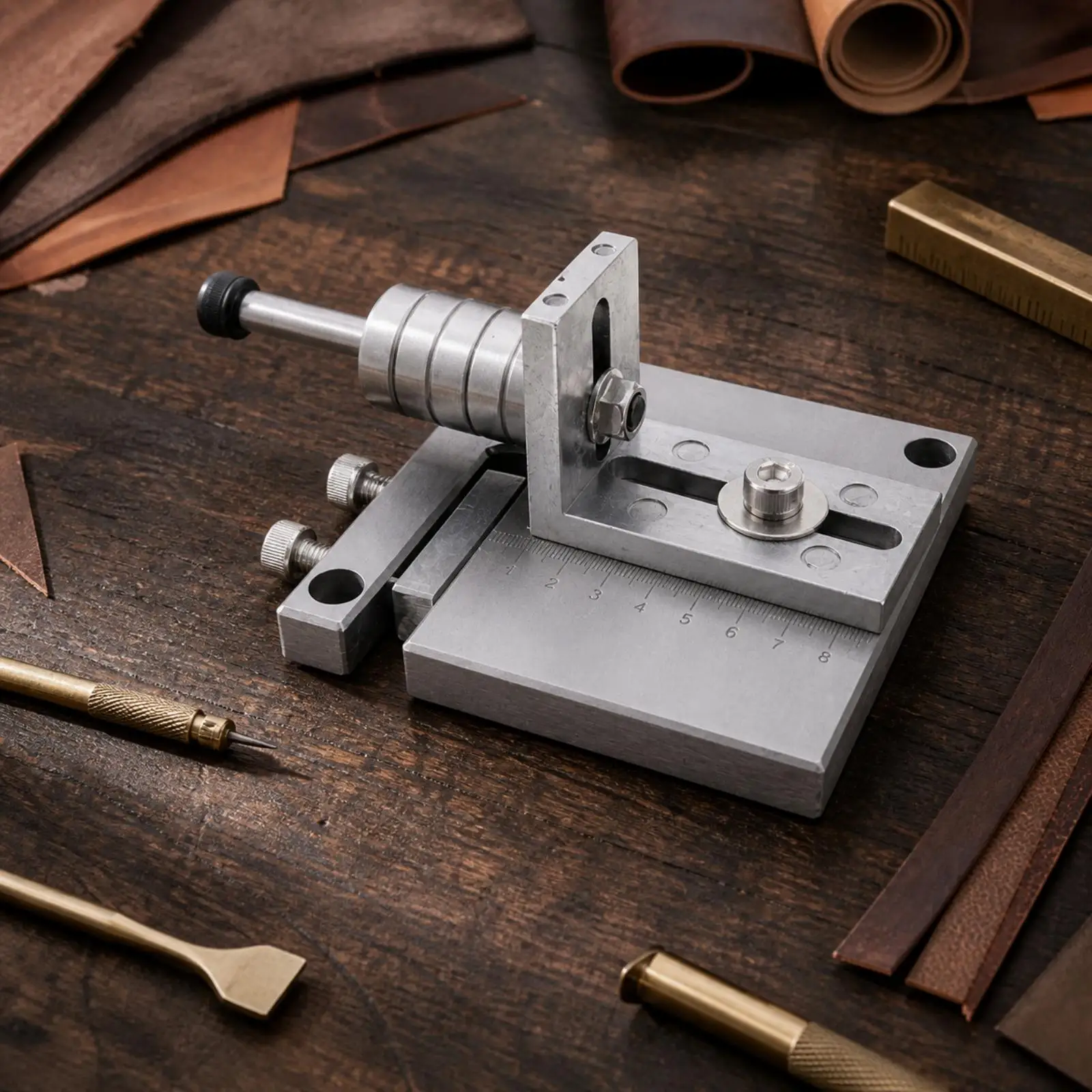 Steel Desktop Leather Strap Cutter with Measurement Scale and Extra Edges for Precise Belt Making