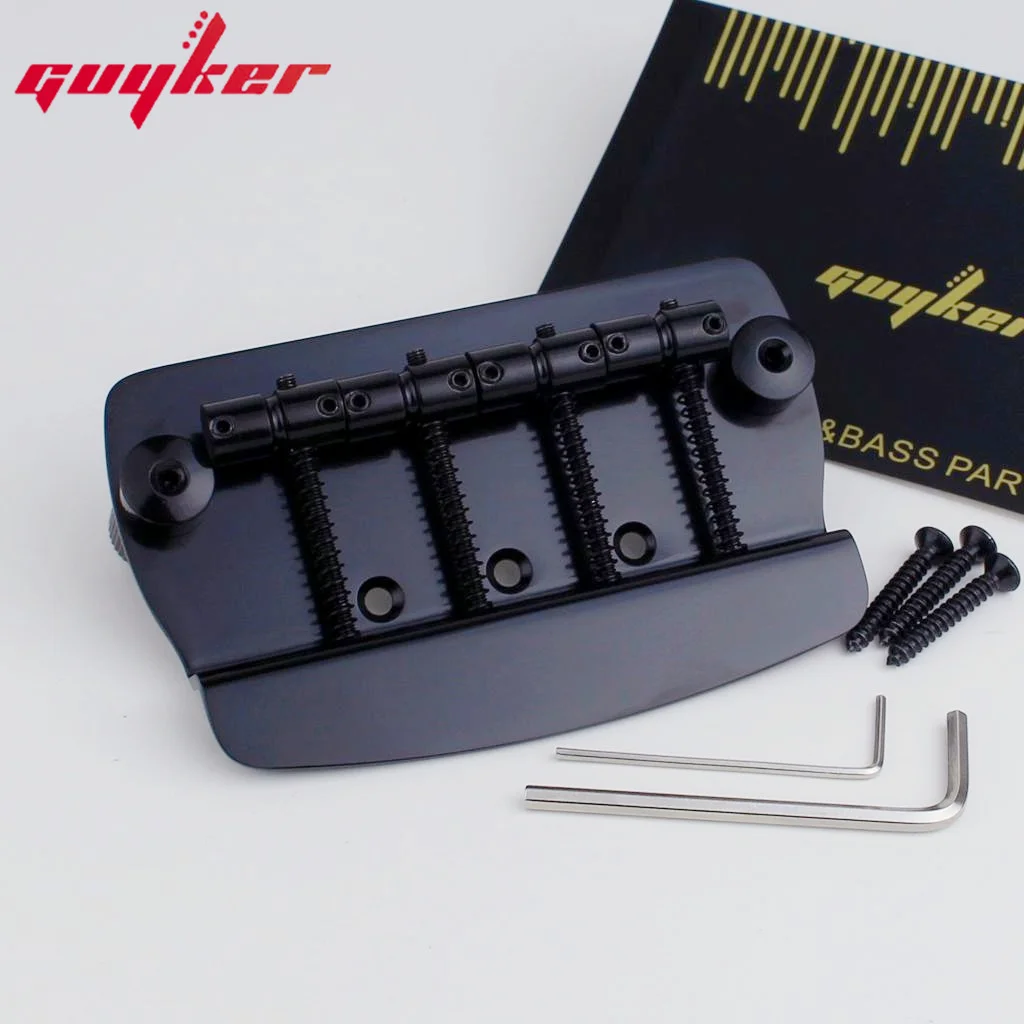 Chrome 4 String Hard Tail Fixed Bass Bridge MMB4 Chrome Black