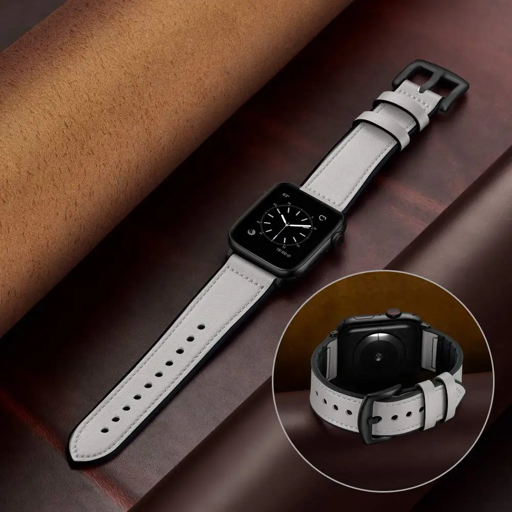 

Strap for Apple watch band 44mm 40mm 42mm 45mm 41mm ultra 49mm accessories leather+silicone bracelet iwatch series 8 7 6 5 4 SE