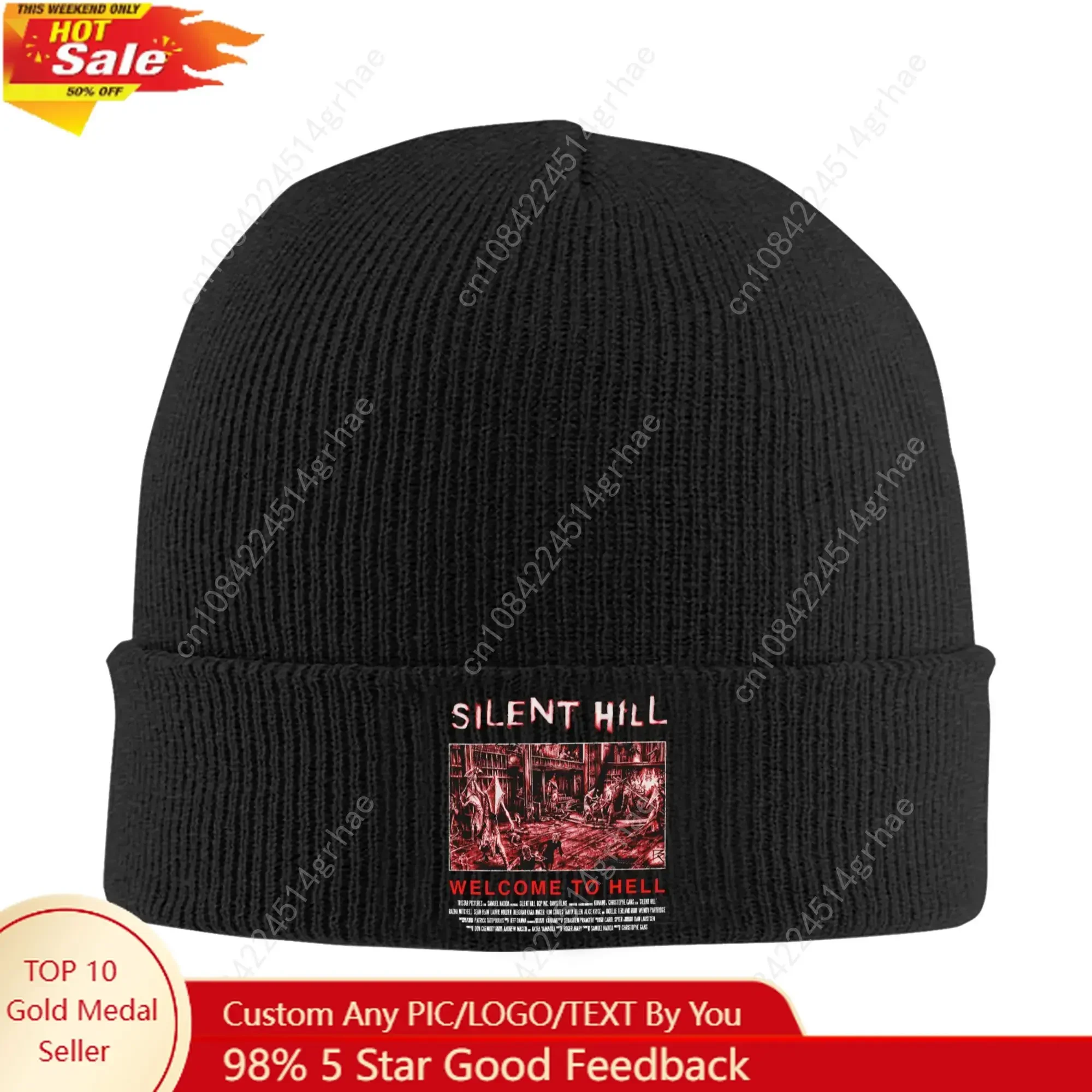 Horror Game Silent Hill Bonnet Hats  Fashion Knitted Hat For Women Men Autumn Winter Warm  Skullies Beanies Caps