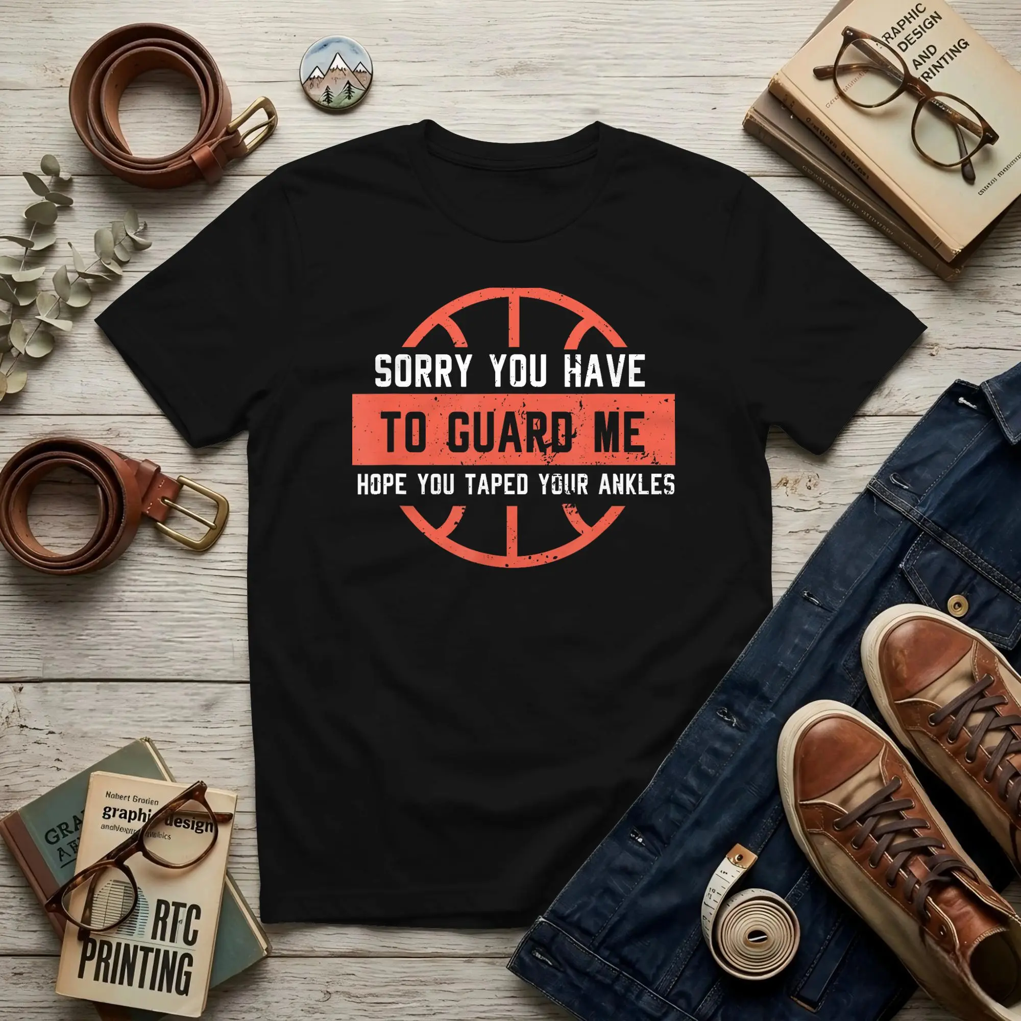 Ankle Breaker I Sorry You Have to Guard Me Men's T Shirt Basketball Tee Shirt Short Sleeve Round Collar Cotton Graphic Printed