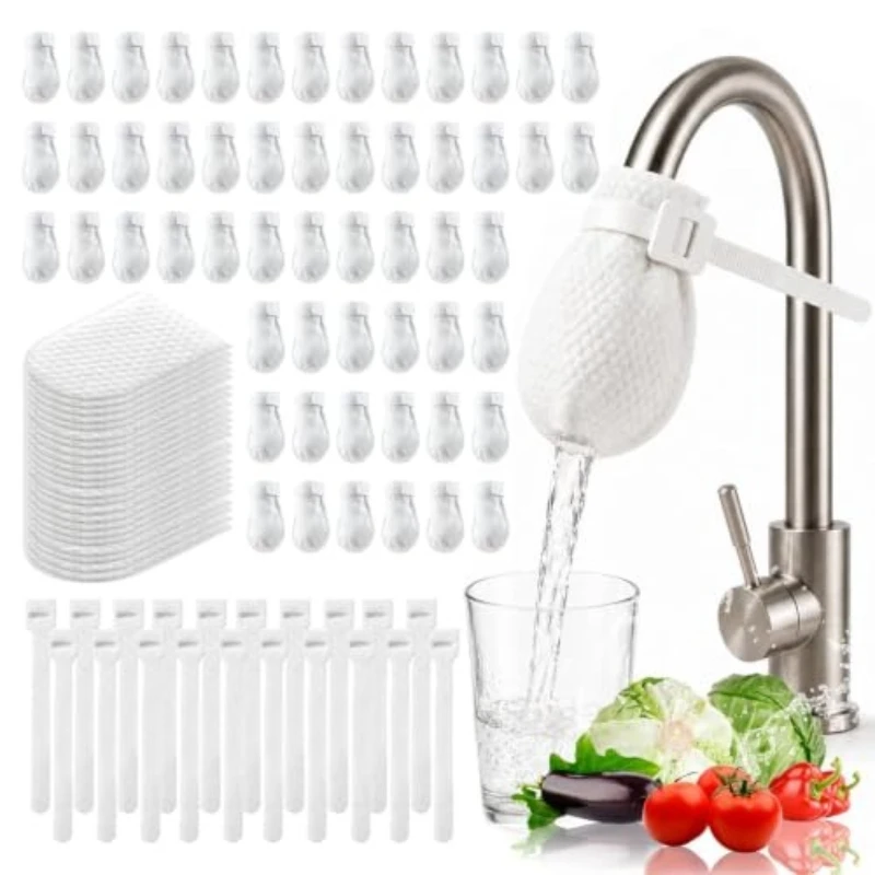 Quick Clean Faucet Filter Bag Anti-spatter Cotton Sock With Adjustable Strap Sediment Separator For Well Spring Daily Water Use