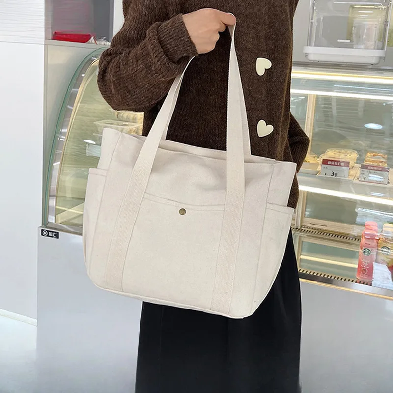

New women's canvas bag, large capacity handbag, casual and versatile work commuting bag, single shoulder tote bag