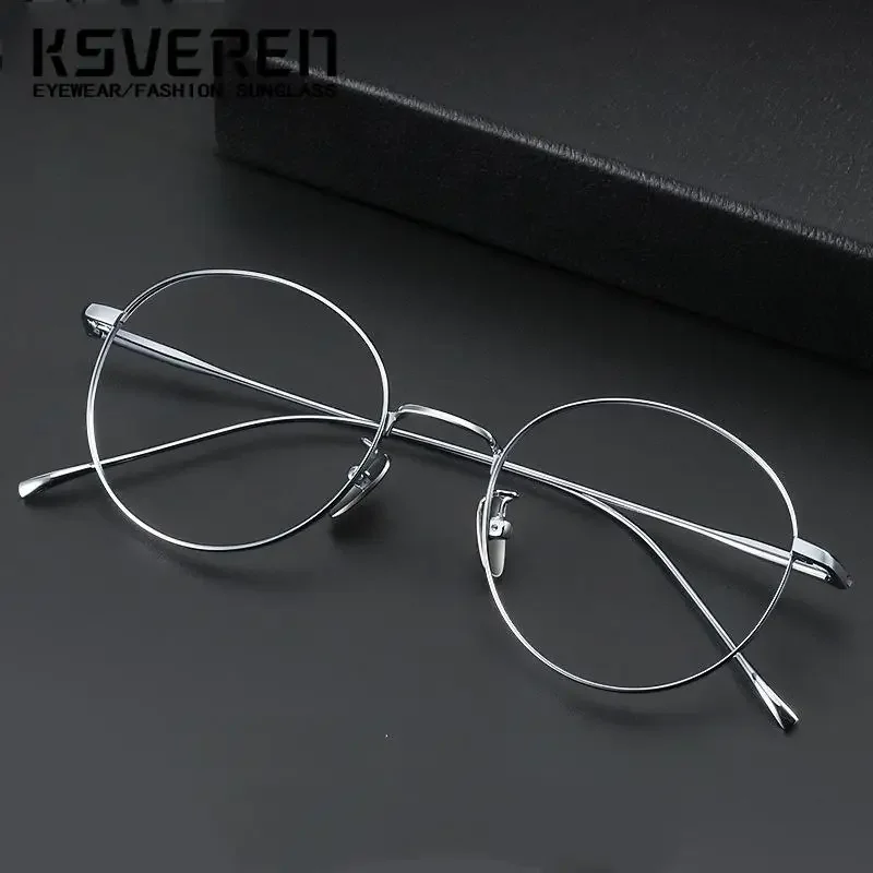 Удобные очки для чтения в стиле ретро, модные круглые очки из чистого титана, роскошная оправа для очков по рецепту для мужчин и женщин