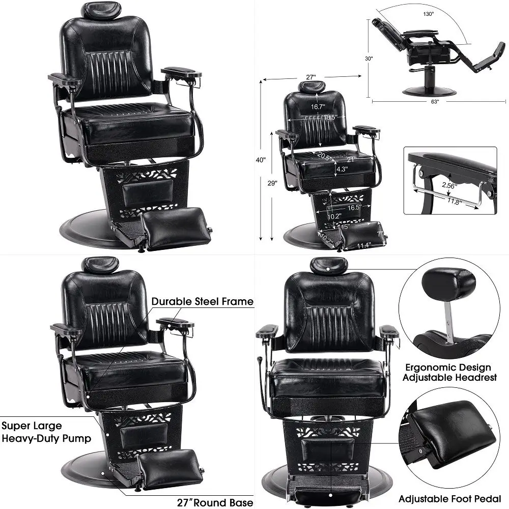 

Barber Chair Red Heavy Duty Reclining, All Purpose Hydraulic Salon Chairs for Hair Stylist, Barbershop Beauty Spa Shampoo Tatto