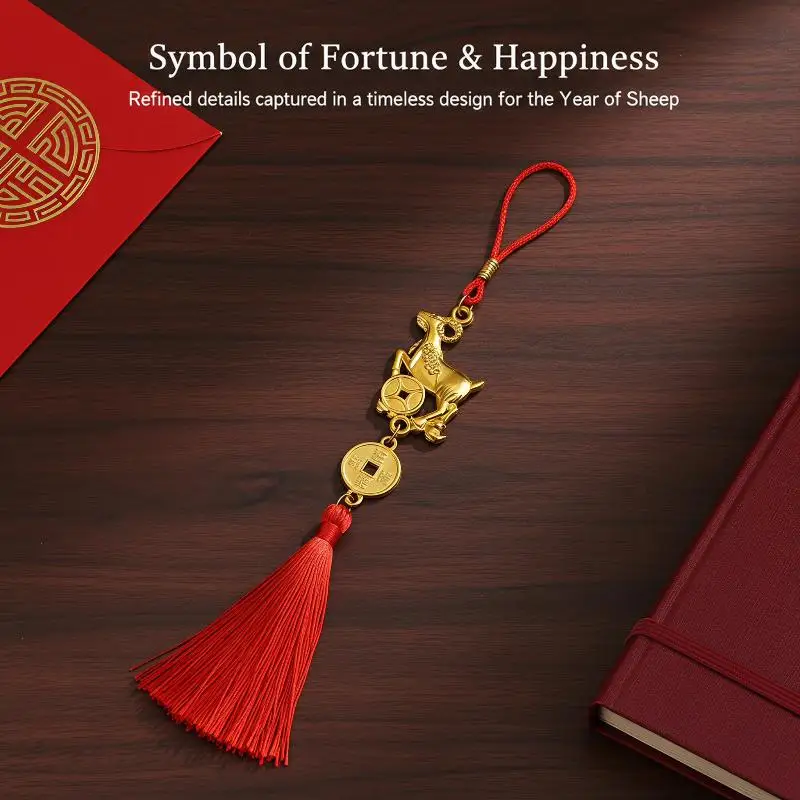 Chinese New Year 2027 Goat Hanging Ornaments Lucky Fortune Tassel Pendant Decor For Spring Festival New Year Home Car Door Decor