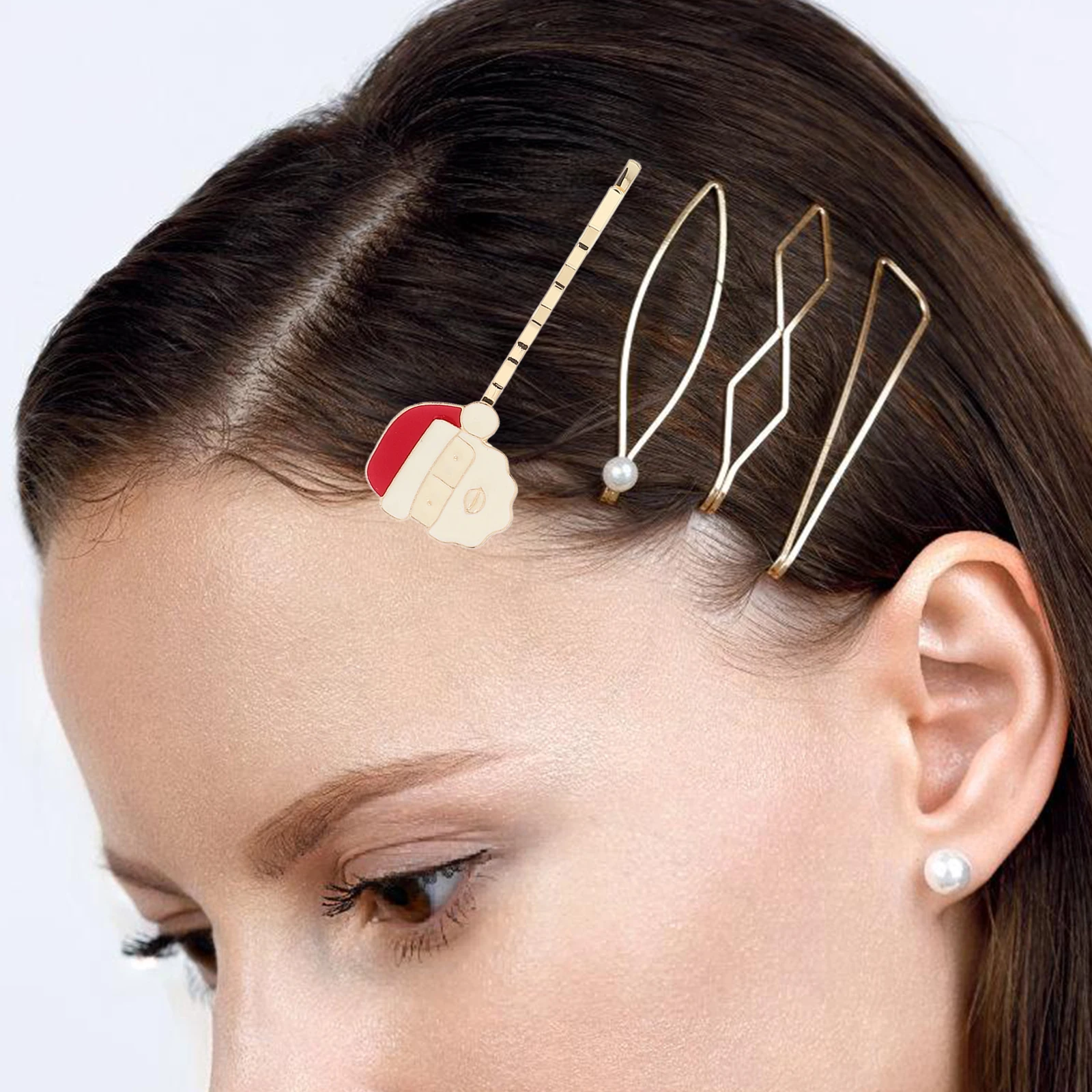 

3pcs Electroplated Metal Hair Clips Christmas Girls Kids Women Bobby Pins Bang Clip Hair Accessories Styling Tools