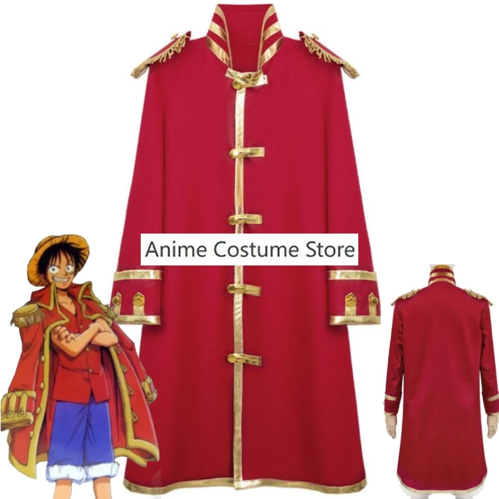 

NEW Live Action Movie Film Monkey D Luffy Cosplay Costume Anime Red Cloak Halloween Stage Performance Role Play Suit