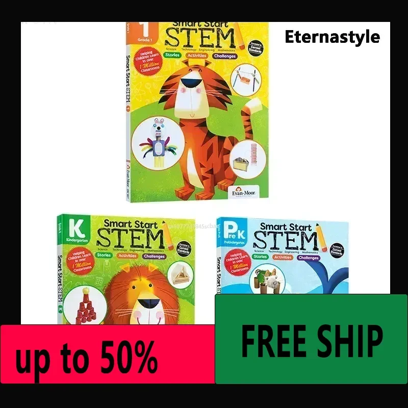 Hot Libro book 3 Books/Set Evan Moor Smart Start STEM English Enlightenment Textbook Workbook Exercise Early Education Full Colo