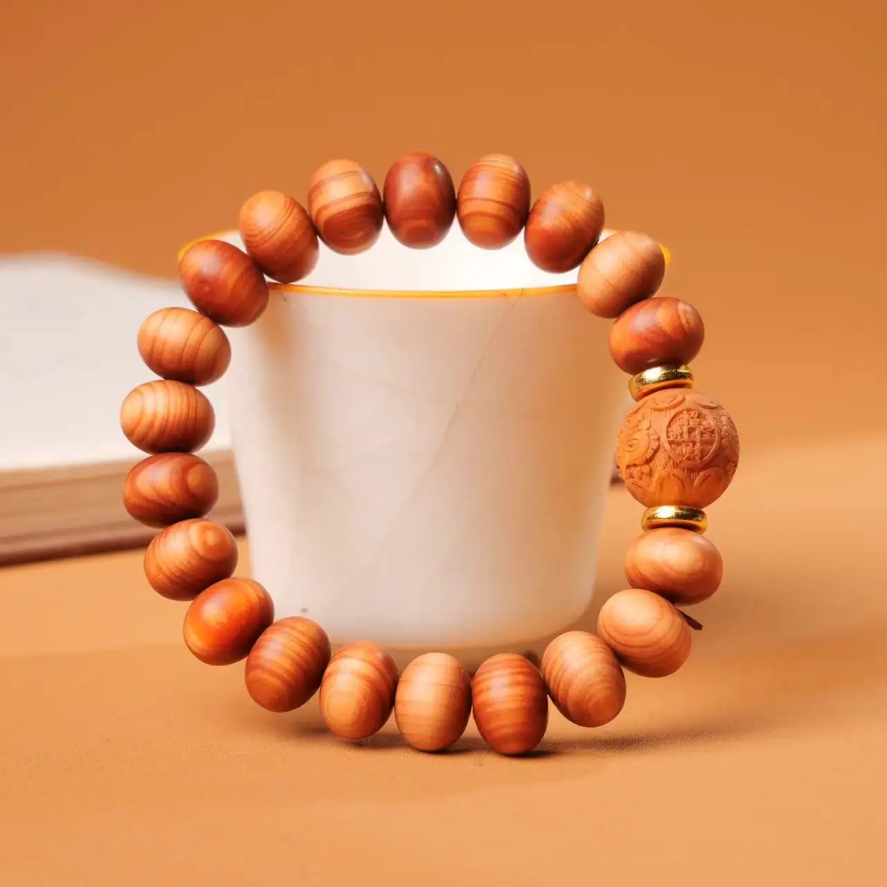 Taihang Mountain Yabai Red Oil Aging Material Moiren Bead Bracelet Men's and Women's HandString  Ethnic Style Buddha Bead Rosary