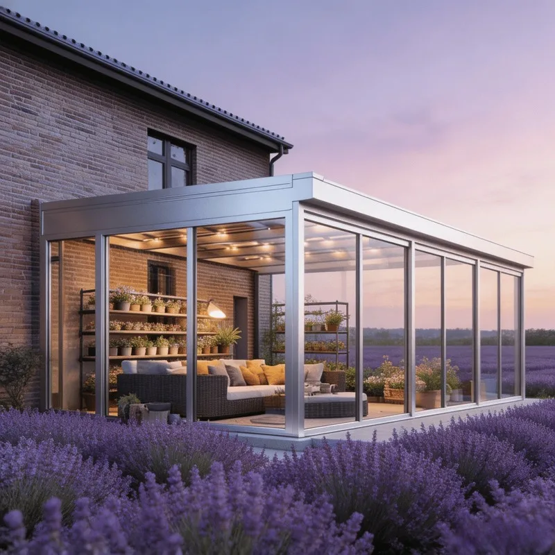 High End Aluminum Alloy Sunroom Glass House Insulated Glass Room Double Tempered Waterproof for Villa Courtyard Use Work