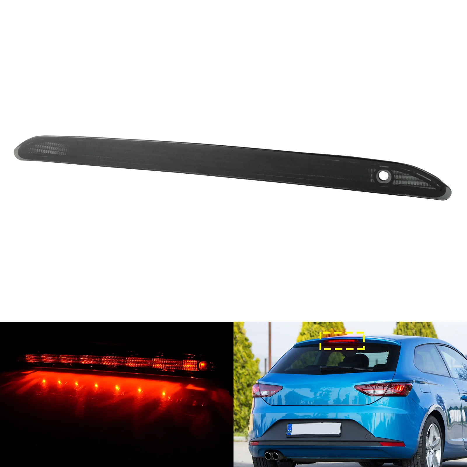 

Rear High Level Third LED Brake Stop Light Black Lens For Seat Leon 5F 2011-2016