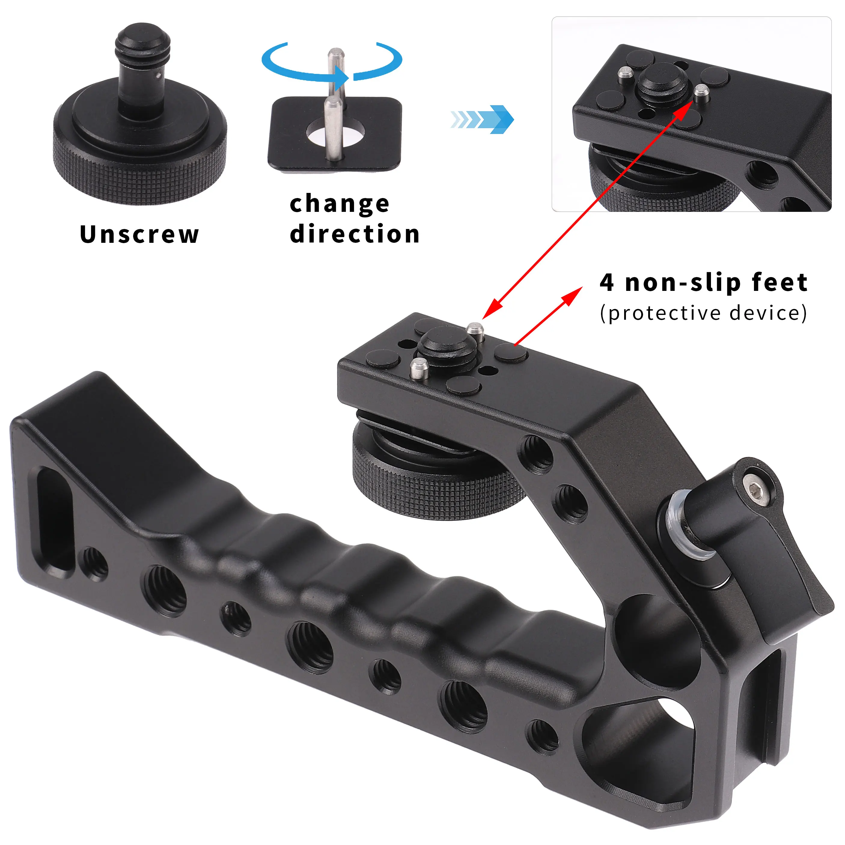 Impugnatura superiore per fotocamera DSLR per Sony Canon Nikon Panasonic Camera Cage Rig 1/4 3/8 fori Cold Shoe ARRI Thread Mount Handgrip