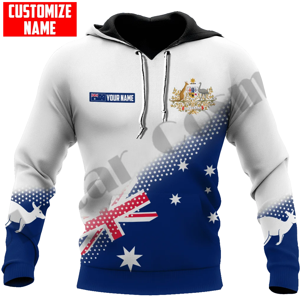 PLstar Cosmos 3Dprint Newest Australia Flag Custom Name Art Harajuku Streetwear Casual  Unique Unisex Hoodies/Sweatshirt/Zip A-9