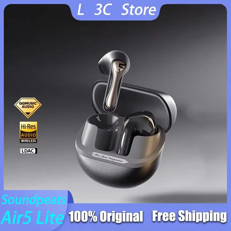 Soundpeats Air5 Lite سماعة بلوتوث للحد من الضوضاء نصف داخل الأذن نمط ملف ديناميكي سماعة الموسيقى مع ميكروفون مخصص
