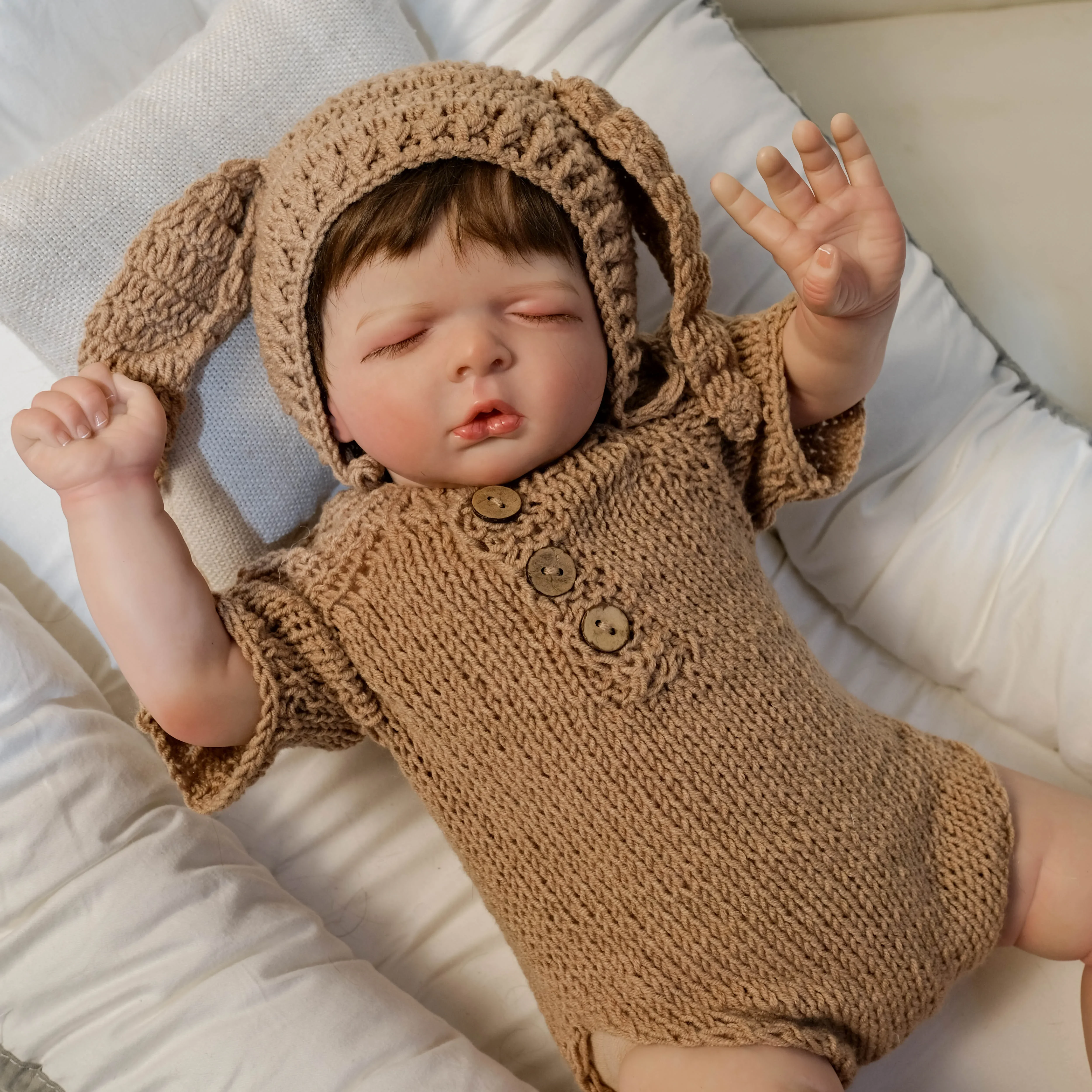 DLS 19inch Lifelike Newborn Baby Doll Reborn Asleep Louisa Soft Body 3D Skin with Visible Veins High Quality Handmade Doll - view 2