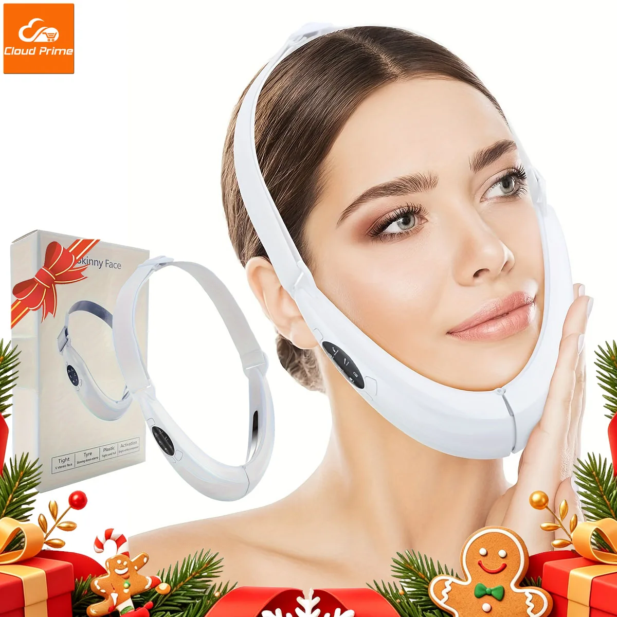 Cloud Prime Health Care V-Line Electric Face Massager Double Chin Eliminator Vibration Facial Vibration Massage Fat Reducer Lift Tools For Christmas And New Year Gifts