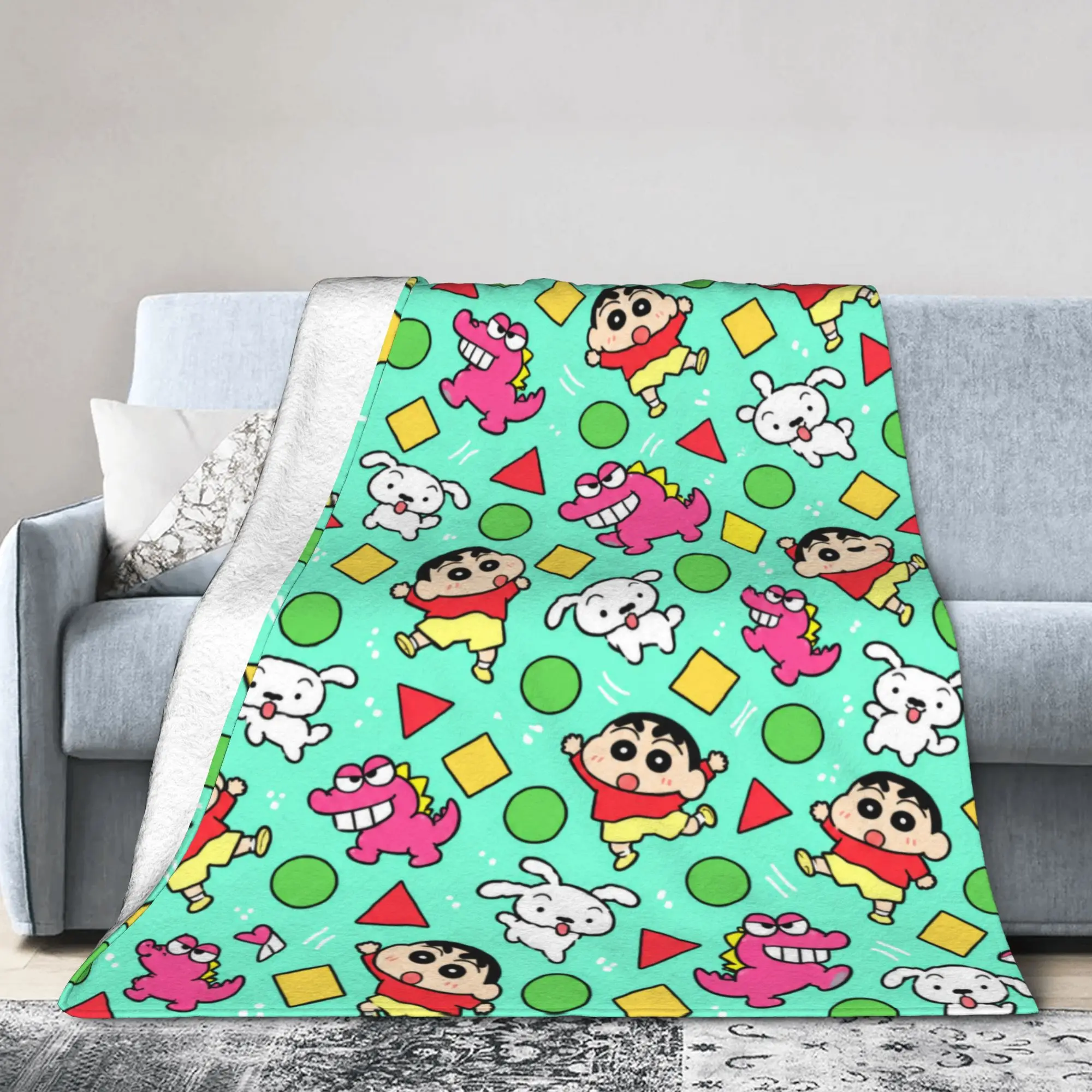 Super Warm Blanket Girls Boys Camping Crayon Shin-chans Print Throw Blanket  Flannel Bedspread For Couch Chair Sofa Bed Cover