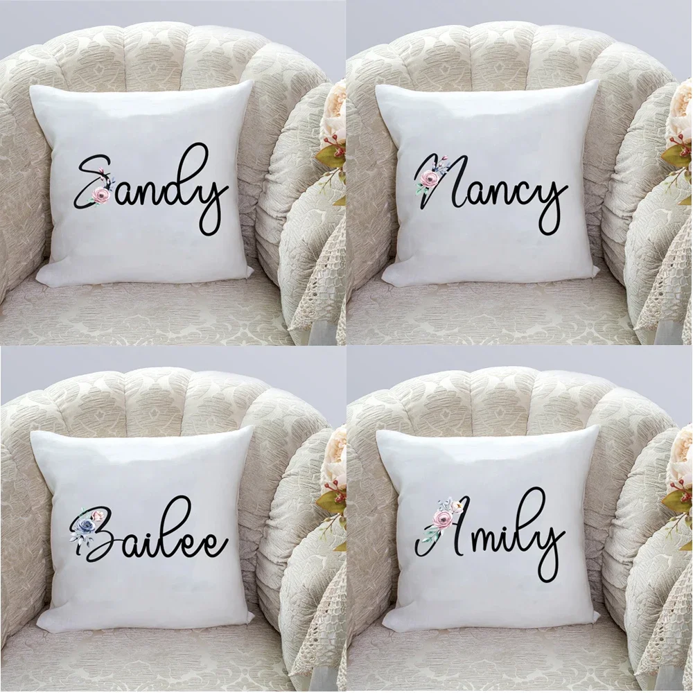 Personalisierte Blumendruck Nach Name Kissenbezug Polyester Kissen Staub Abdeckung Geburtstag, Hochzeit, Valentinstag Tag Neue Jahr Weihnachten Geschenke