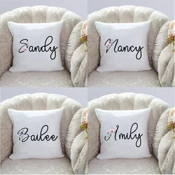 Personalized Floral Print Custom Name Pillowcase Polyester Pillow Dust Cover Birthday Wedding Valentine Day New Year Xmas Gifts