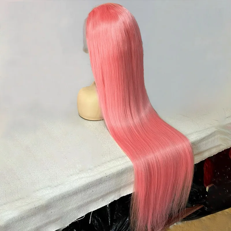 

Розовый парик, прямые парики из натуральных волос на кружеве, 13X6 Hd, прозрачный парик на фронтальной части шнурка, плотность 220, бразильские парики из человеческих волос, 30 дюймов