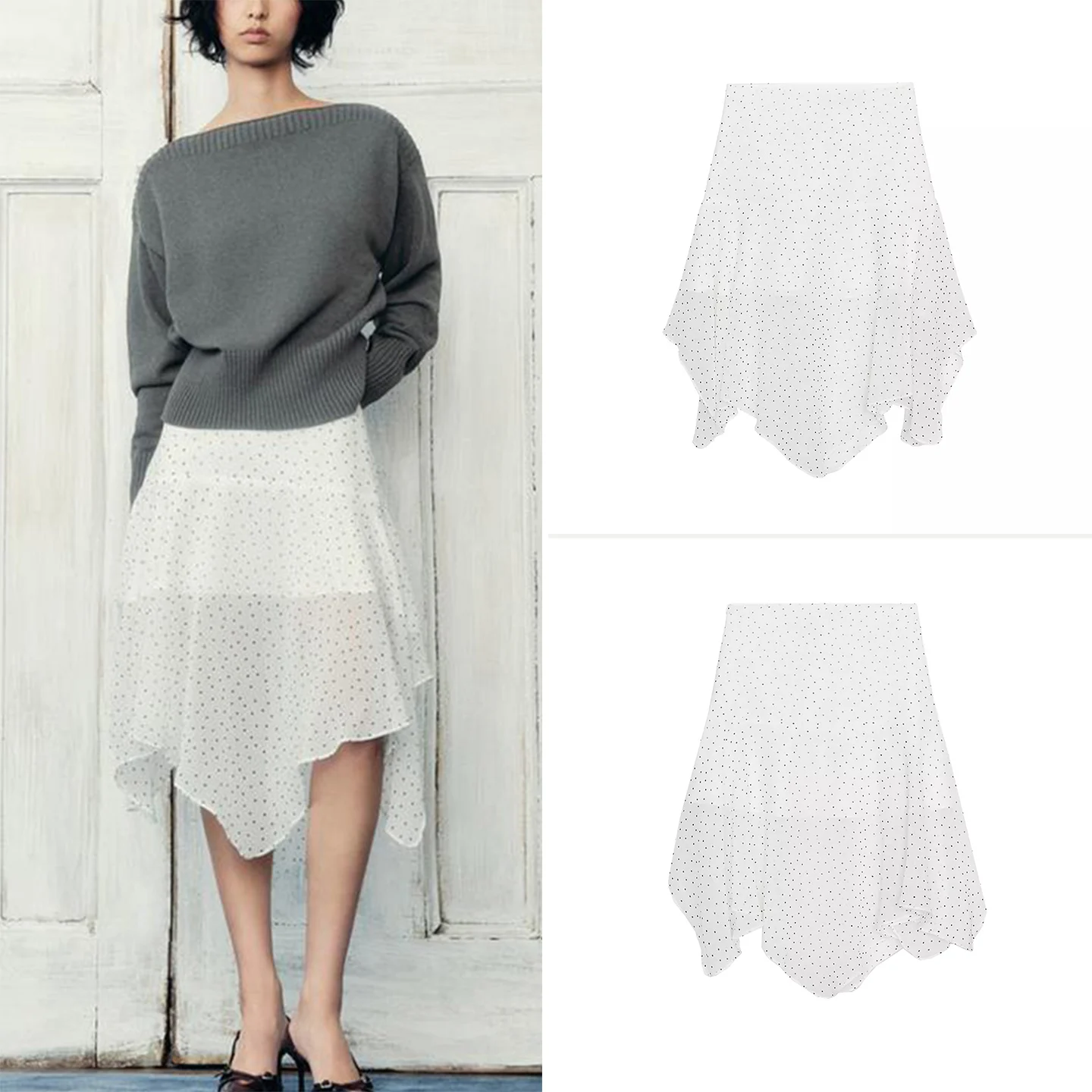 

Sweet Polka Dot Asymmetric Skirt for Women mid Waist Stand Fit Daily Wear 2025 Autumn New Sle Z Ladies Skirts