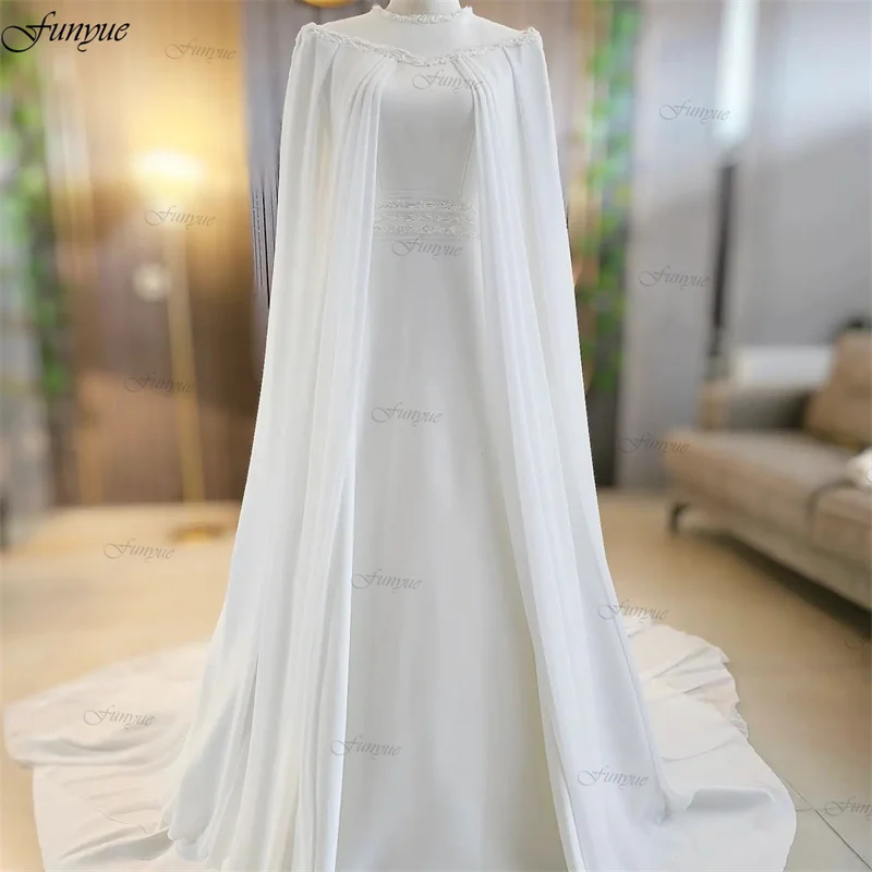 Funyue eleganti abiti Da Sposa musulmani per la Sposa 2024 arabo islamico Dubai maniche lunghe Abito Da Sposa a-line Chiffon Abito Da Sposa