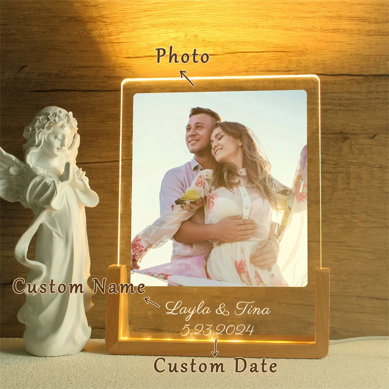 Personalized Acrylic Photo Lamp，Custom Photo LED Night Light，Photo Frame，Gift for Couple，Anniversary Gift，Wedding Gift