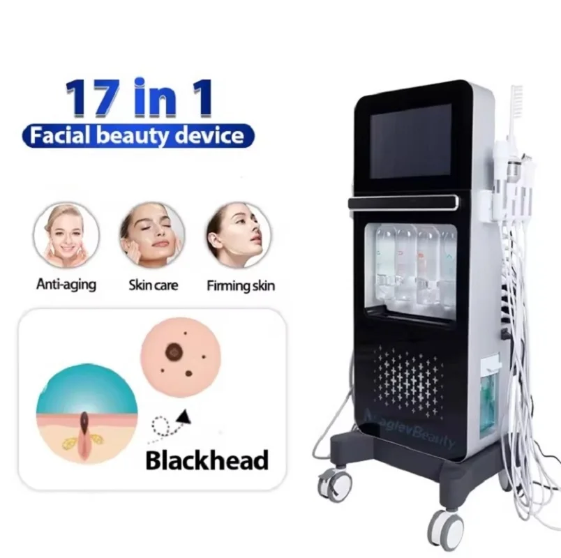 17-in-1 Zuurstof Jet Diamond Dermabrasie Huid Scrubber Mee-eter Verwijderen Rimpel Verwijderen RF Gezicht Lifting Gezichtsmassage Machine