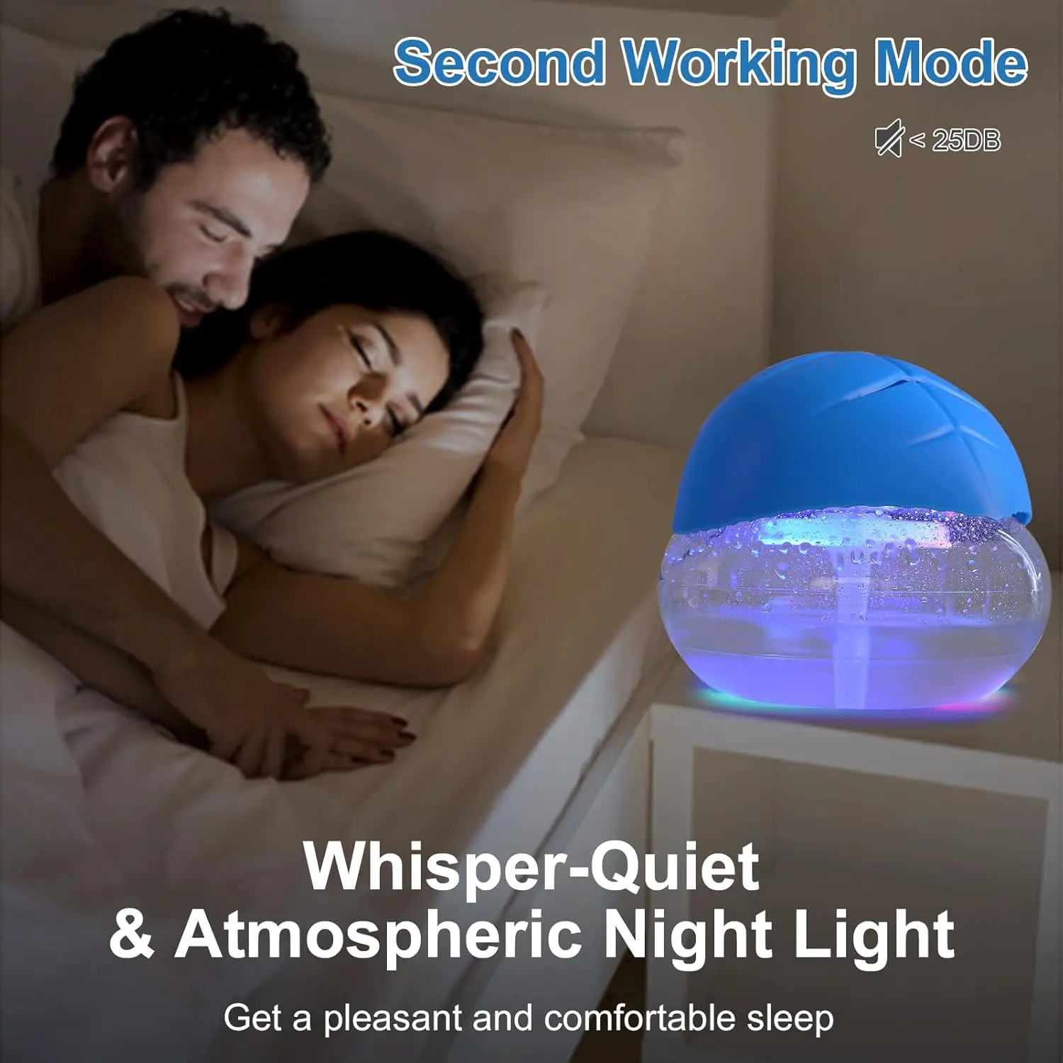 منقي هواء منقي هواء 7 ألوان LED أزرق فاتح محمول مدمج مع 4 زجاجات زيت عطري لغرفة النوم وغرفة المعيشة #1