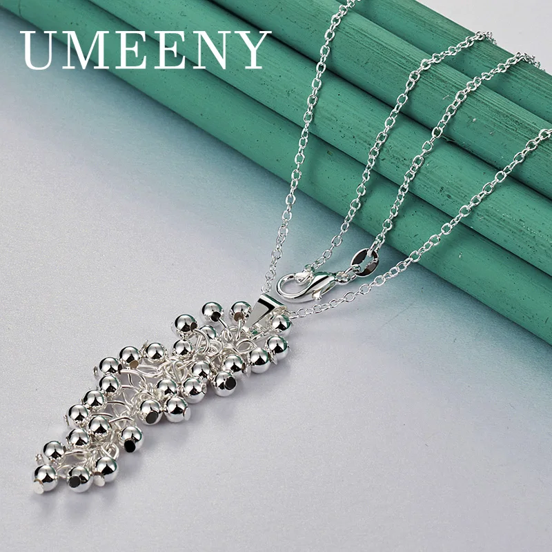 

925 Sterling Silver 16-30 Inch Delicate Smooth Grape Necklace Women Party Fashion Jewelry Wedding Accessories