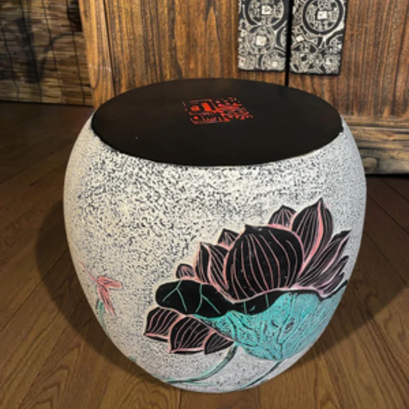 

Classical Creative Chinese Style Small Tea Table Stool Living Room Home Shoe Stool Balcony Leisure Foot Stool