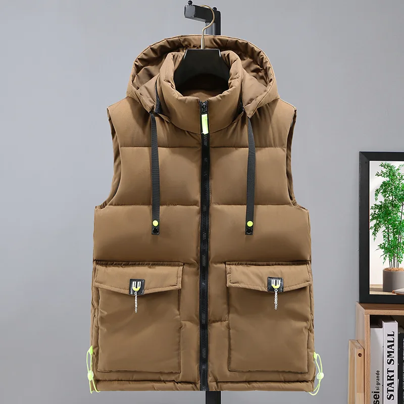 

2024 Men's Frock Vest Autumn and Winter Leisure Warm Stand Collar Vest