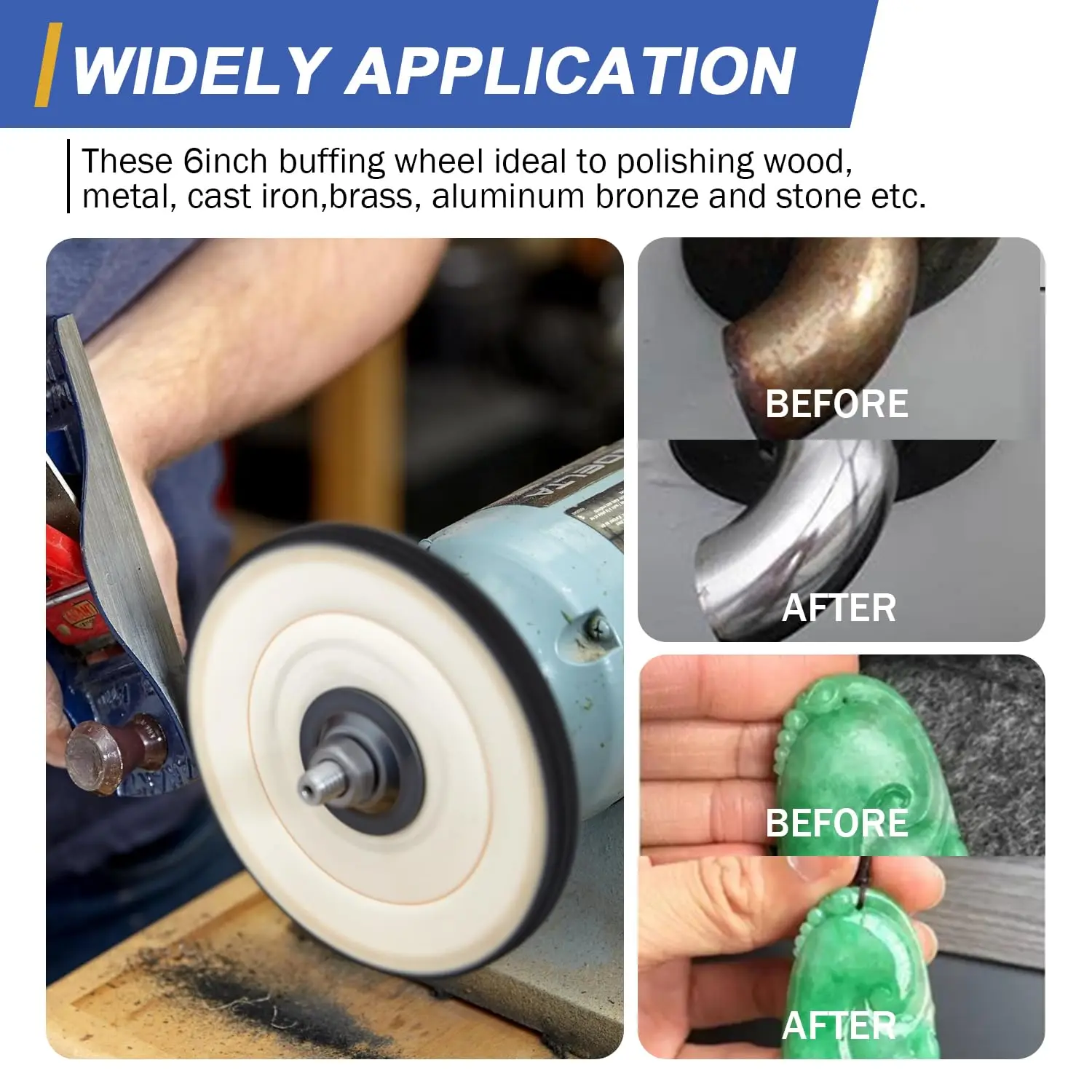 1/2Pcs 6inch Buffing Polishing Wheel, with 1/2 inch Arbor Hole for Bench Grinder, Jewelry Pearl Metal Mirror Polishing Wheel