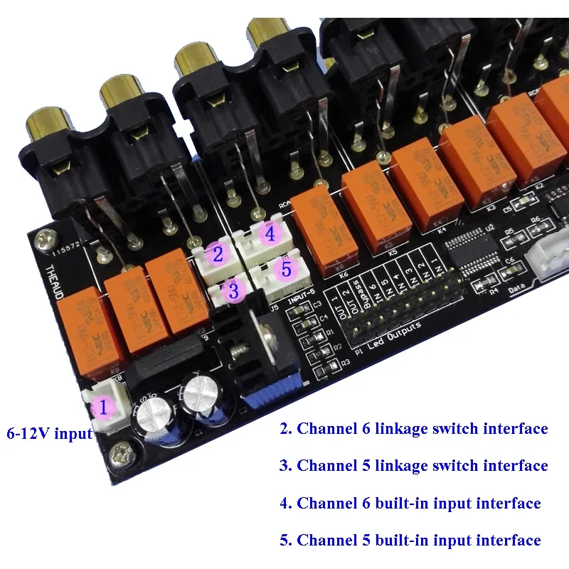 Lusya Remote Sound Source Switching 6-way Audio Input 2 Way Output Signal Selector Switching Encoder Board E3-009